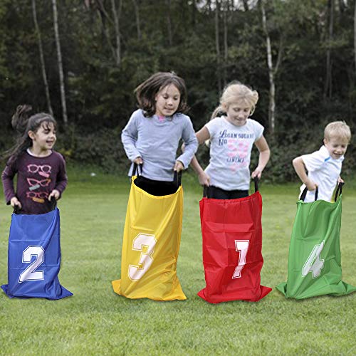 Faburo Potato Sack Race Bags Set, 32pcs Children's Birthday Party Game Set Outdoor Games Set, Potato Sack Race Bags, Three-legged Race Bands, Egg and Spoon Race Game, Bean Bag Toss Game for Kids Party Family Fun