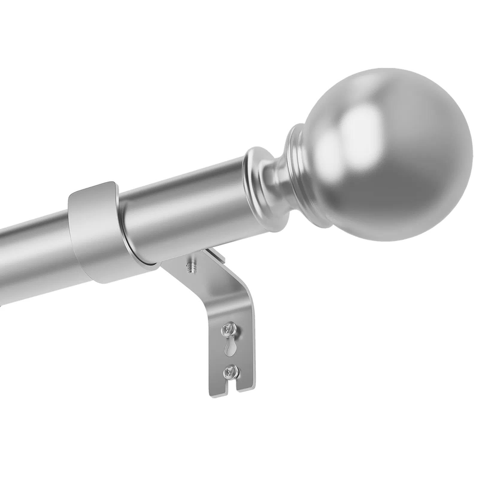 Curtain Poles Silver Curtain Pole Curtain Rails And Fittings Curtain Pole With Round Finials Rings Brackets & Fittings Set For Bedroom Dining Room Living Room Silver 84-143CM