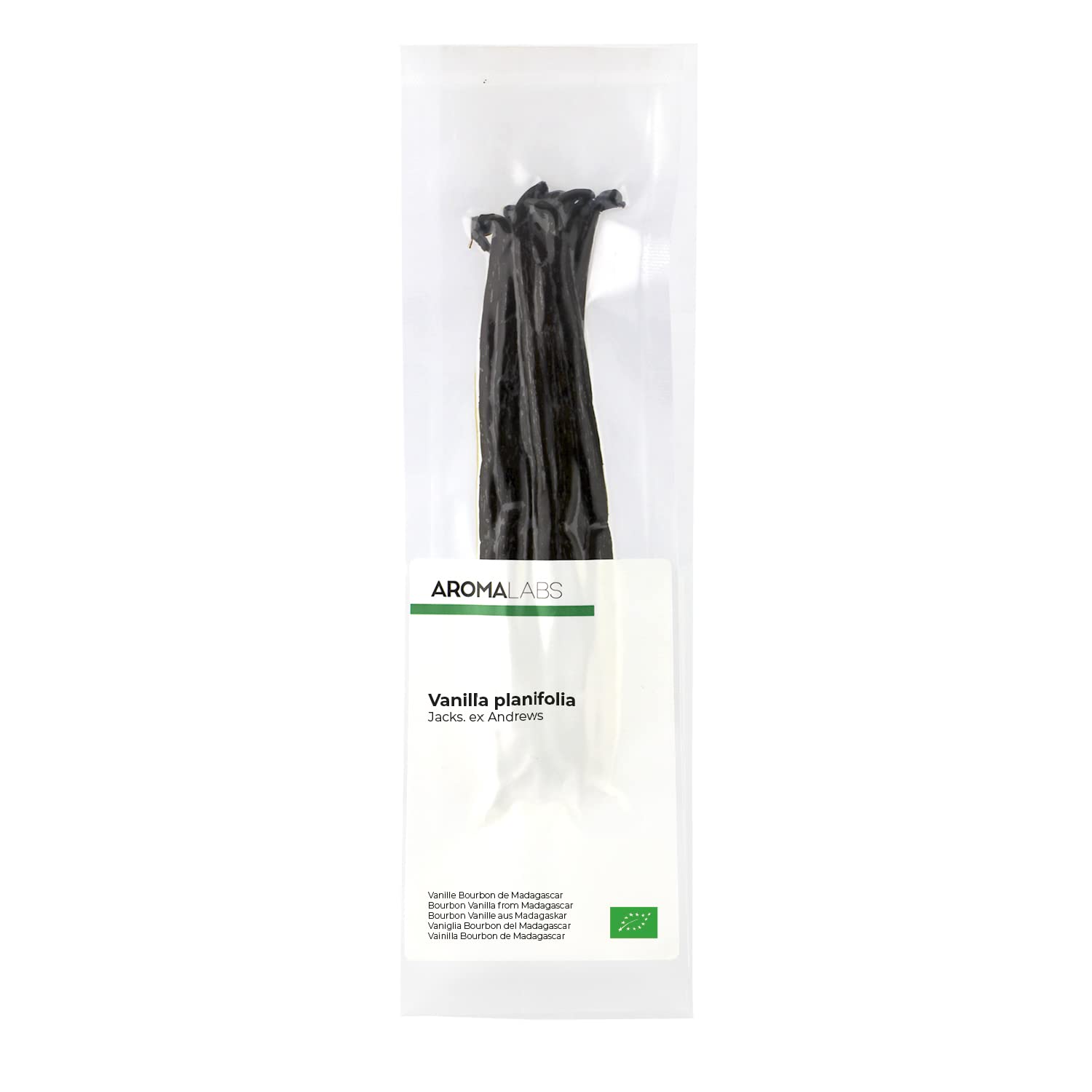 ORGANIC - Vanilla Bourbon from Madagascar - 10 pods 15-18 cm - Grade 1 "Gourmet Black" and AB Certified - Aroma Labs (French Brand)