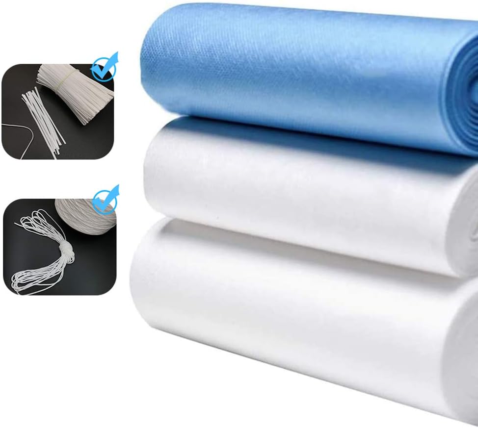 Daily necessities LTD 3-Layer Non-Woven Material kit, Handmade Professional Thick Non-Woven Fabric, DIY Comfortable Non-Woven Fabric, with Ear Cord + Nose Bridge