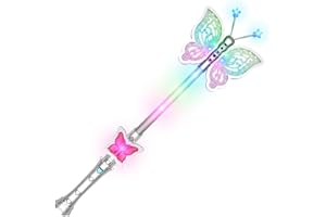 FlashingBlinkyLights Light Up LED Pretty Butterfly Fairy Wand for Girls