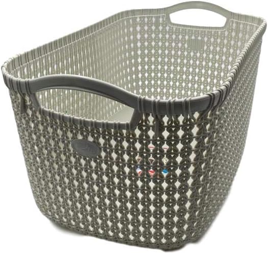 Wash Basket for Laundry with Handles, Lovely for Kitchen, Bathroom, Bedroom and Fits in Corners Spacious Rattan Design (Pink, 30 Lt)