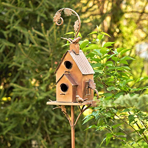 Zaer Ltd. Copper Colored MultiBirdhouse Stakes, Room for 2 Bird