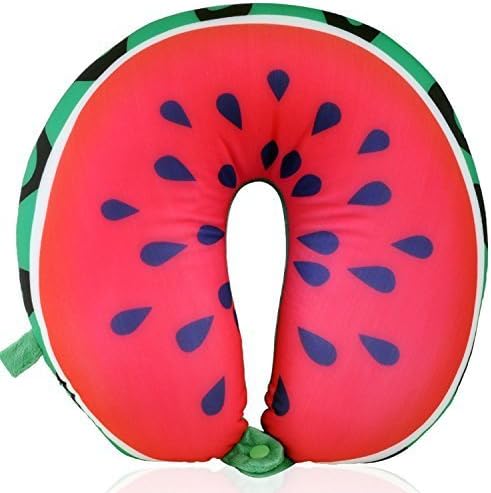 MDRN Life Neck Pillow for Kids & Adults - Microbead Travel Neck Pillow for Sleeping and Cervical Support - Watermelon