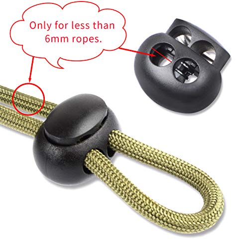 Plastic Cord Lock End Toggle Double Hole Spring Stopper Fastener Slider Toggles End (Black,10 PCS)