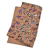 CHZIMADE A4 Soft Cork Fabric Butterfly Printed DIY Sheet Canvas Back Great for Hair Bows Making Craft