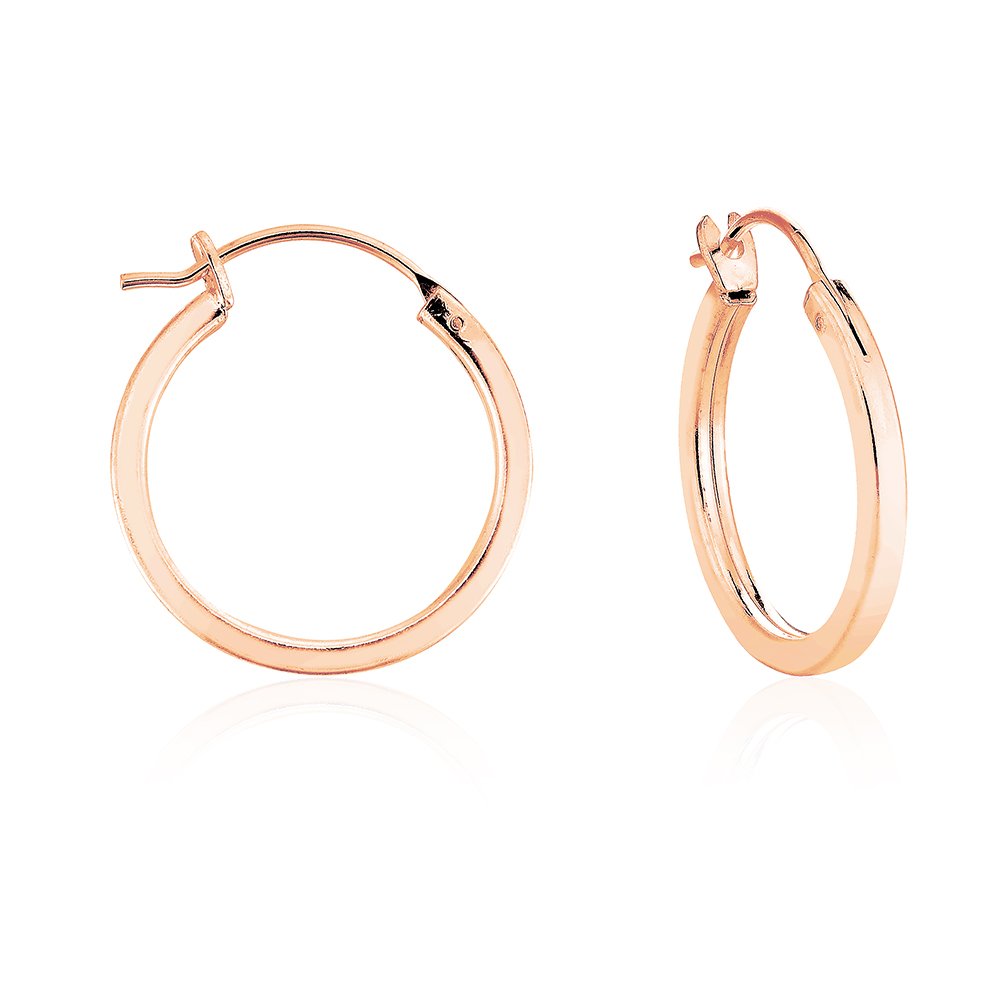 DTPSilver - 925 Sterling Silver Yellow Gold Plated Small/Medium/Large size Square Hinge Hoops/Sleepers/Creole Earrings - Thickness 2 mm - Diameter 20 mm — image 1