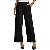 Amzdora Womens Dress Wide Leg Pants Pull On Stretchy Work Pants High Waisted Business Causal Palazzos Trousers with Pockets