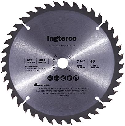 INGTERCO 7-1/4-Inch 40-Tooth ATB Thin Kerf General Purpose Woodworking Saw Blade with 5/8-Inch Arbor
