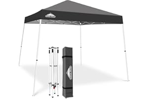 EAGLE PEAK 10x10 Slant Leg Pop-up Canopy Tent Easy One Person Setup Instant Outdoor Beach Canopy Folding Portable Sports Shelter 10x10 Base 8x8 Top (Gray)