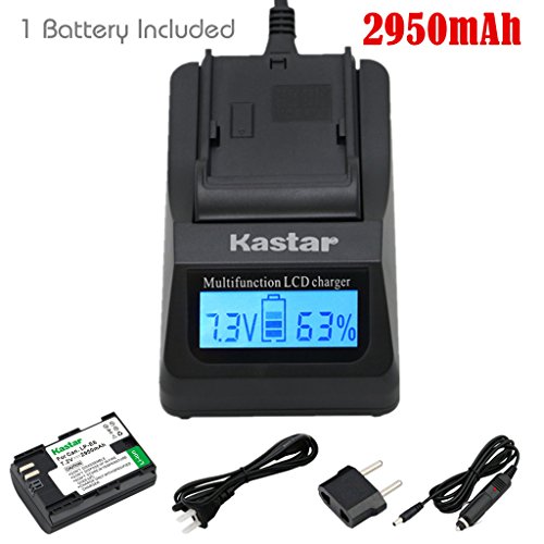 Kastar Fast Charger and Battery 1x for Canon LP-E6 LP-E6N, EOS 60D 60Da EOS 70D XC10, EOS 5D Mark II 5D Mark III 5D Mark IV, EOS 5DS 5DS R, EOS 6D 7D Mark II, BG-E14 BG-E13 BG-E11 BG-E9 BG-E7 BG-E6