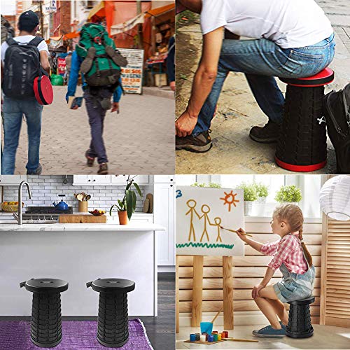 LandGarden Retractable Folding Stool for Camping Travel Small Portable Lightweight Collapsable Foldable Seat Chair for Fishing BBQ Outdoors Indoors Kitchen Max Load 330lbs