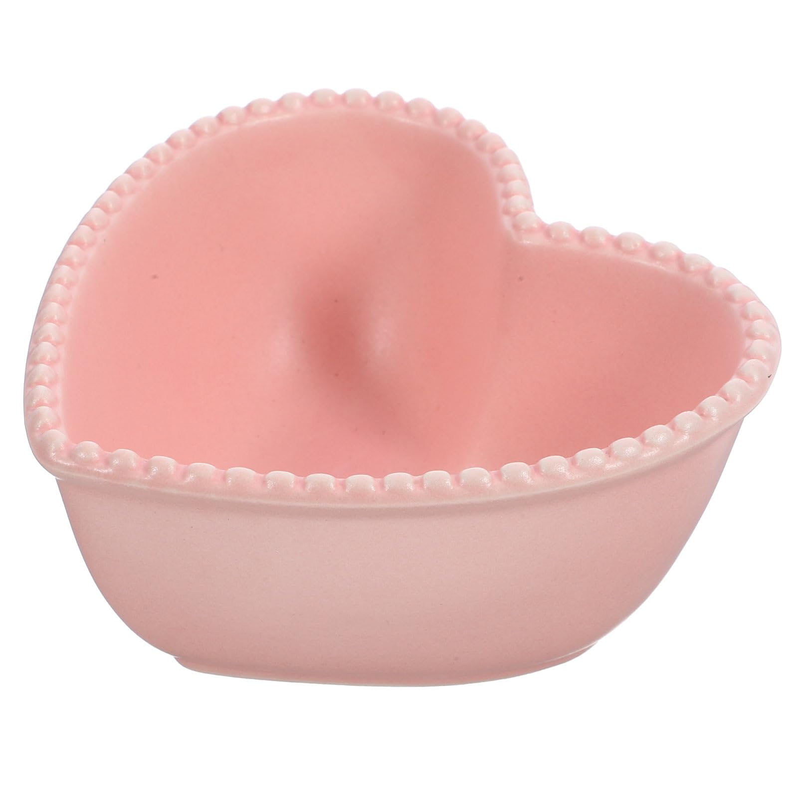 STOBAZA Heart Shaped Ceramic Dessert Bowl 4.53 Inch Pink Food Serving Bowl for Salad Snacks and Fruit in Home and Restaurant Use