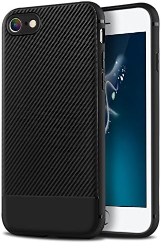 iPhone 8 Case/iPhone 7 Case, Willnorn iPhone 8 Ultra-Thin Flexible TPU Armour Carbon Fibre Hybrid Defender Anti-Slip Scratch Fingerprint Dust Shock-proof Protective Case Cover for iPhone 8 (Black)