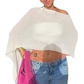 Women Sheer Poncho Top Knit Crochet Lightweight See Through Shawl Summer Shrug Beach Cover Up