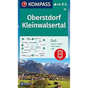 KOMPASS Wanderkarte 03 Oberstdorf, Kleinwalsertal: 3in1 Wanderkarte 1:25000 mit Aktiv Guide inklusive Karte zur offline Verwendung in der KOMPASS-App. Fahrradfahren. Skitouren. Langlaufen. Landkaart – Gevouwen Kaart, 6 mei 2021