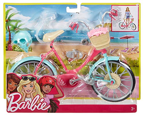 Barbie-Fahrrad, Fahrrad mit Blumenkorb, bewegliche Räder, rosa Fahrrad Puppe, Puppe, Geschenk für Kinder, Spielzeug ab 3 Jahre,DVX55 – Bild 7