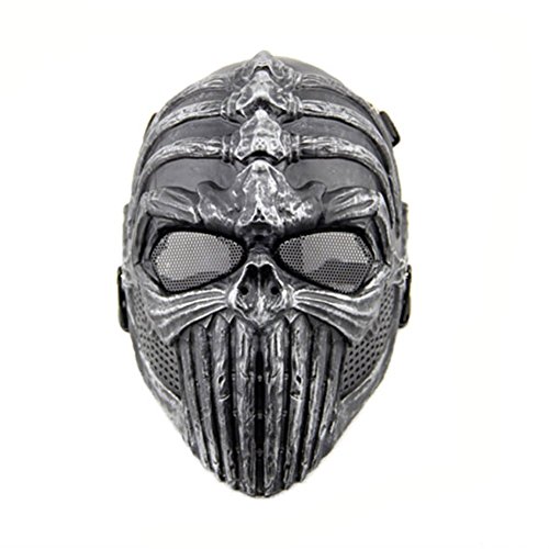 Fafcitvz Airsoft Mask Tactical Skull Overhead Metal Mesh Eye Protection Game Mask (Color 1)