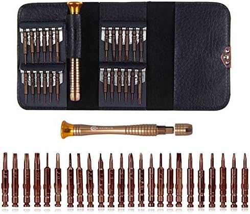 25 in 1 Screwdriver Set, COSVE Mini Precision Screwdriver Tool Set for PC, Glasses, Mobile Phone, Laptop, Watch, RC Quadcopter Drone in Leather Case(S2 Carbon Steel)