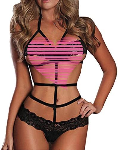 Women's Lingerie, Sexy Fishnet Crotchless Hollow Out Babydoll Teddy Nightgown Underwear Bodystocking