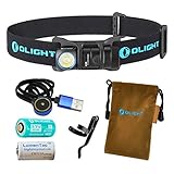 Olight H1R Nova 600 Lumens Rechargeable LED Headlamp w/ Olight RCR123A Battery, Magnetic USB Charging Cable, and LumenTac CR123A Battery (Black, Cool White)