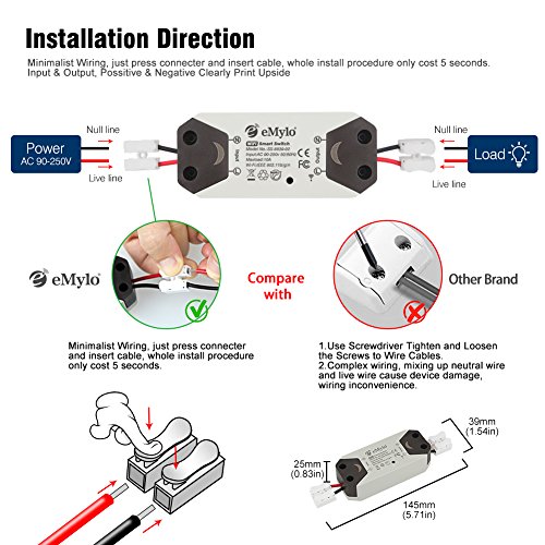 eMylo Wifi Switch DIY Smart Wireless Remote Control Electrical For Home Automation Relay Module 10A 90-250V Support IOS Android