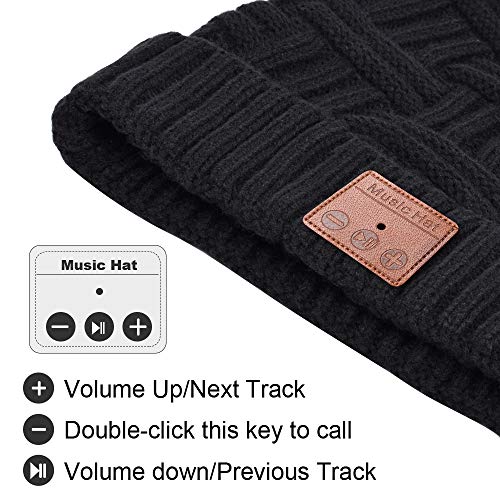 Bluetooth Beanie, Rechargeable Unisex Bluetooth hat, mens gifts with Control Panel, Removable Wireless Earphone hat, Charges via USB, Unique & Delightful for Your Friends, birthday gifts for men women