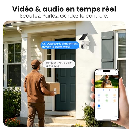 GALAYOU 2K Camera Surveillance WiFi Exterieure sans Fil - Camera Exterieur sans Fil Solaire, 2.4GHz, 360° PTZ Suivi, PIR + Alarme Sonore/Lumière, Audio Bidirectionnel, Vision Nocturne Couleur, IP65