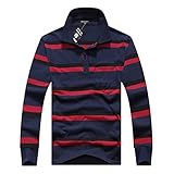 Men's Casual Polo Shirt Fashion Striped Long-sleeved T-shirt