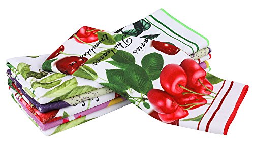 Winthome Set-6 Ultra-Absorbent Printed Microfiber Tea Towel Kitchen Towel - Thumbnail 5