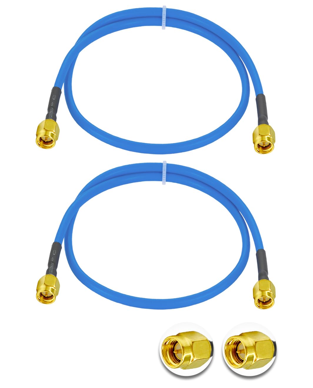 Vecys 2PCS SMA Male to Male RF Coaxial Cable SMA RF Coax Pigtail Cable 20" /50CM RG402 50 Ohm Low Loss Extension Cable