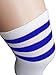 Zando Women Thin Stripes Tube Thigh High Tights Over Knee Socks G White w Blue