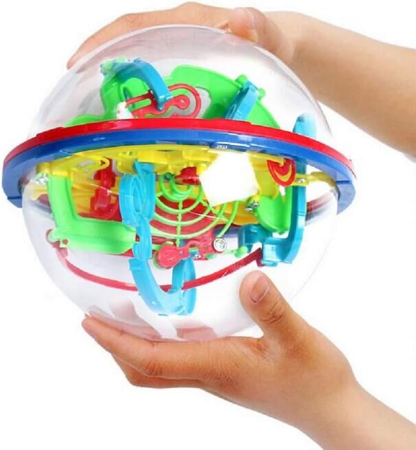 Intellect 3D Maze Ball with 100 Challenging Barriers 3D Labyrinth Ball for Kids 3D Puzzle Toy Magical Maze Ball Brain Teasers Puzzle Ga Best Gift Independent Play for Children 7-15 Years