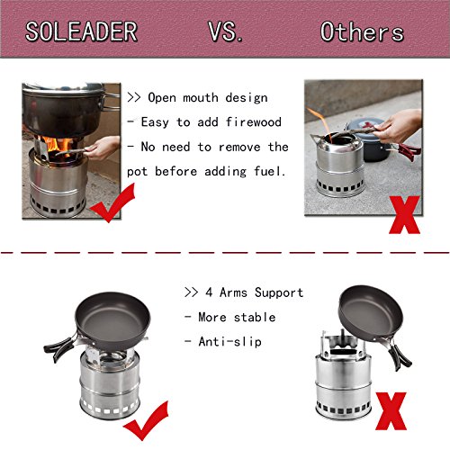 SOLEADER Portable Wood Burning Camp Stoves Compact Gasifier Stove