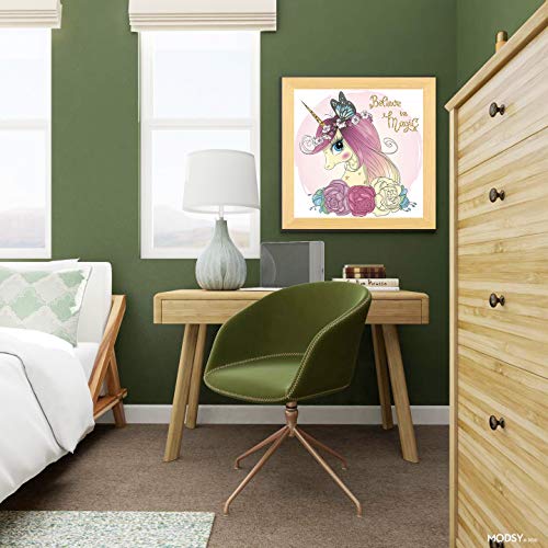 Diamond Painting Kits for Adults, 5D Full Drill Round Gem Paint Kit by Numbers, Rainbow Unicorn Arts Craft for Home Wall Decor(Pink, 11.8Wx11.8L)