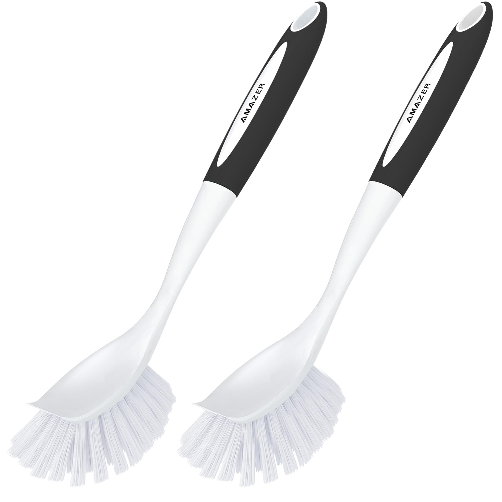 Photo 1 of Amazer Dish Brush with Handle, 2 Pack Kitchen Scrub Brushes for Cleaning, Dish Scrubber with Stiff Bristles for Sink, Pots, Pans