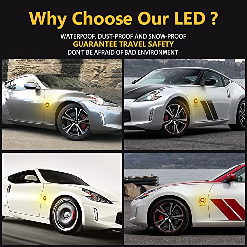 LED Sequential Smoked Side Marker Lights – Fits Nissan 370Z Z34 (2009-2020) & 350Z Z33 (2003-2009) – Amber Sequential Turn Signal – 2Pcs
