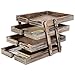 MyGift 4-Tier Wood Desktop Document Paper Organizer Collapsible Distressed Brown Expandable Stacking Trays