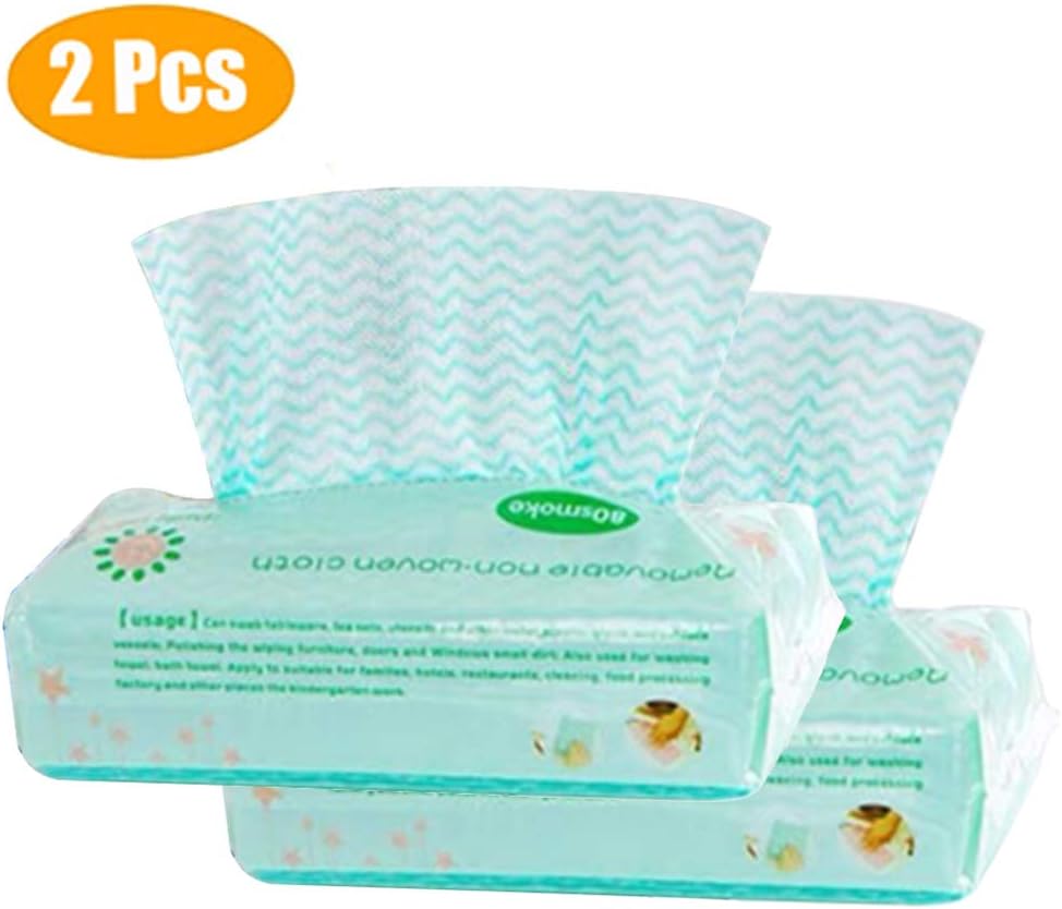 Maram Reusable Cleaning Cloths Disposable Green Cleaning Towels Kitchen Towels Dish Cloths Heavy Duty Eco-Friendly Non Woven Fabric Multipurpose Handy Wipes Set of 2