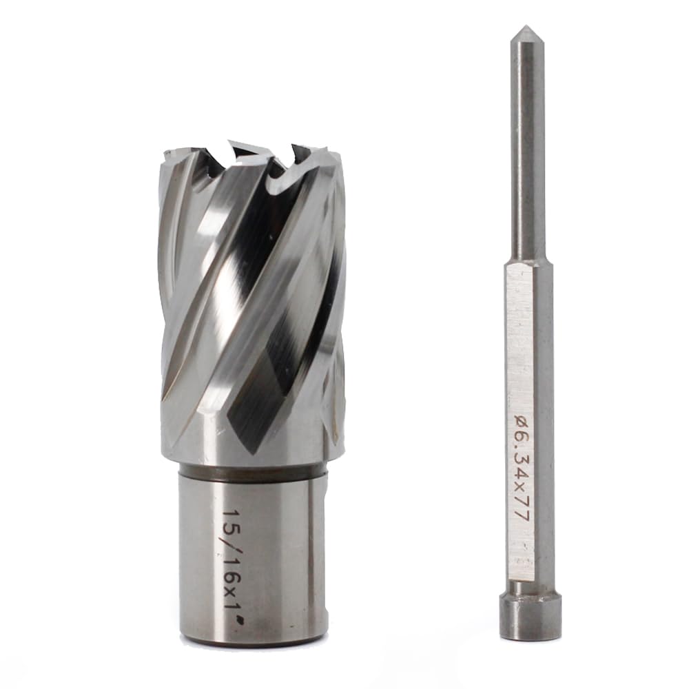 Photo 1 of OSCARBIDE 15/16"x1"Annular Cutter,3/4 inch Weldon Shank,15/16 inch Cutting Diameter,1 inch Depth of Cut,2 Flat Mag Drill Bit with Pilot Pin for Magnetic Drill Press,1 Piece