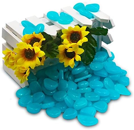 200 PCS Glow in the Dark Garden Pebbles Stones- Artificial Decorative Rockes for Walkways in Blue
