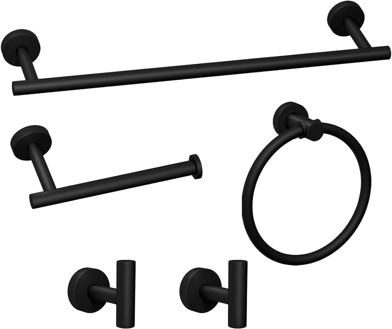 Photo 1 of Bathroom Hardware Towel Bar Set - Matte Black Bathroom Accessories Set - Including 16" Hand Towel Bars - Toilet Paper Holders - Towel Rings - Robe Towel Hooks