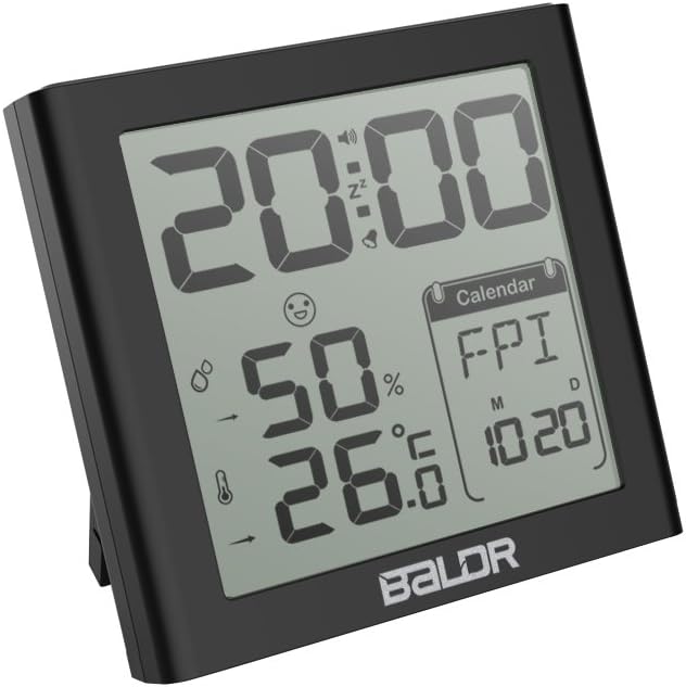 BALDR Digital Alarm Clock LCD, Black