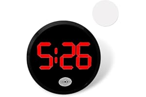Titgoes Digital Dashboard Car Clock, Alloy Touch Activated Round Digital Display Clock, Self-Adhesive LED Illuminated Time Di