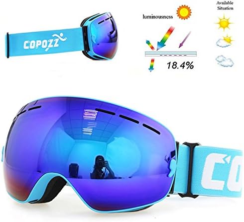 JapanX - Ski Goggles Snow Goggles for Snowboard Snowmobile,Interchangeable Lens Magnetic Detachable Foam,UV400 Protection Anti-fog Design OTG Snow Goggles for Men Women (A1 Frame White)