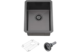 12 Inch Black Bar Sink Undermount-Wesliv 12x16 Small Kitchen Sink Under Mount Outdoor Rv Sinks 16 Gauge Stainless Steel Mini Wet Bar Sinks with Bottom Grid&Drain