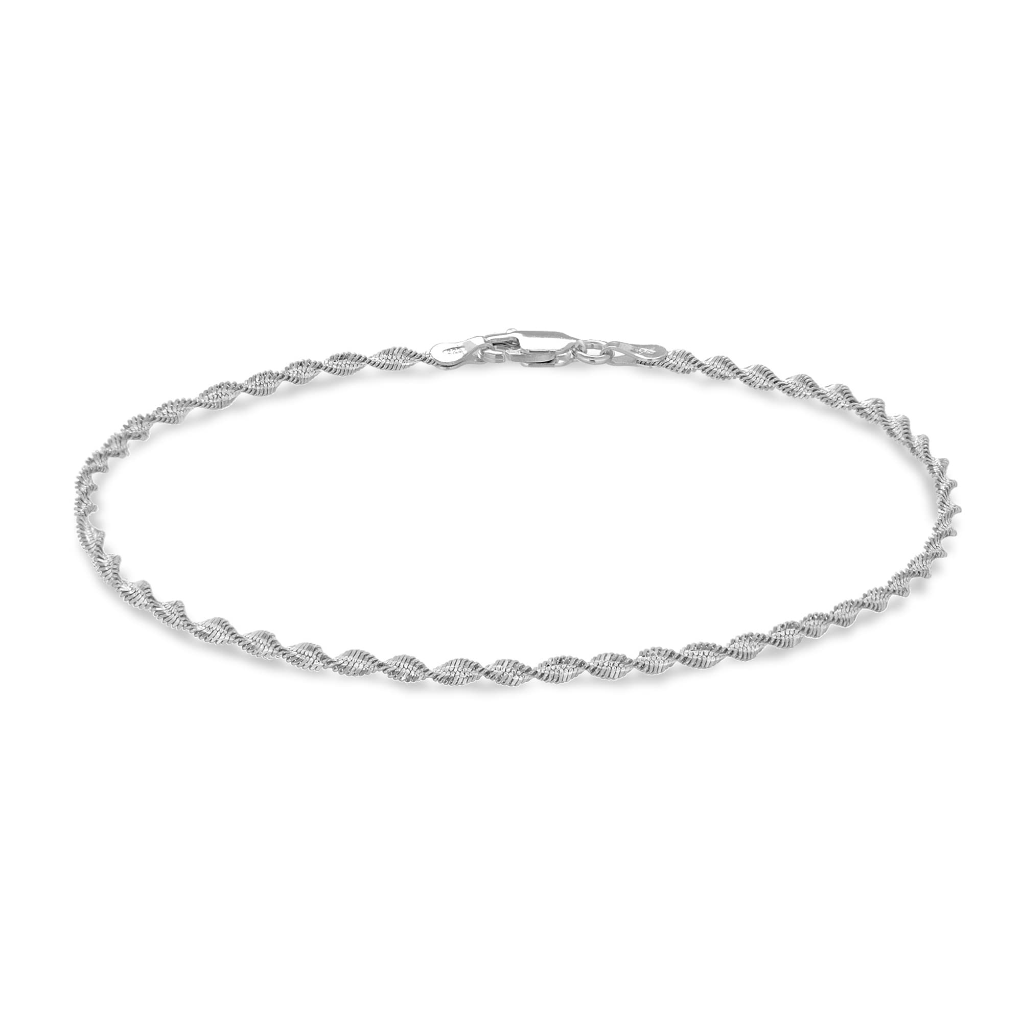 Tuscany Silver Women's Sterling Silver 2.4 mm Twist Herringbone Chain Bracelet of Length 19 cm/7.5 Inch