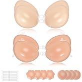 Ovlospa Sticky Push Up Bra for Women,Adhesive Invisible Silicone Lift Bra with Reusable Nipple Covers for Backless Dress