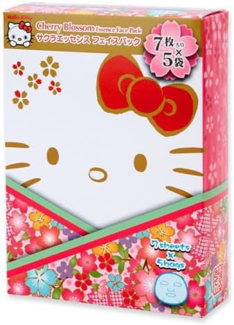 Sanrio Hello Kitty Face Mask Sheet Cherryblossom (7 Sheets and 5 pack Set)- Japan Imported