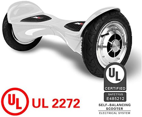 Ovida HX UL2272 Self Balancing Scooter with All-Terrain / Hover Board, 10" Smart Two Wheel Electric Scooter with App Control /Bluetooth Speaker and LED Lights, White